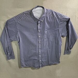 Ariat Men XXLT Blue White Diamond Long Sleeve Cotton Button Down Cowboy Shirt